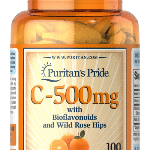 Puritan’s pride vitamin C with bioflavanoids and wild rose hips 500mg 100 coated caplets