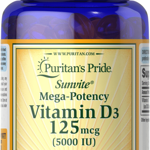 Puritan’s pride mega-potency vitamin D3 125mcg (5000IU) 100 softgels