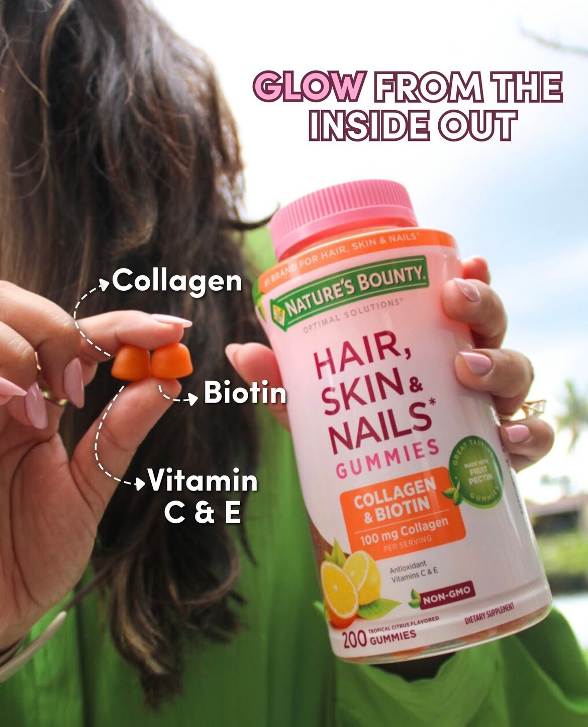 Nature’s bounty Hair Skin & nails with biotin and collagen Orange flavour 80 gummies