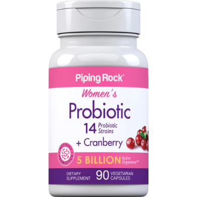 Piping rock women’s probiotic 14 probiotic strains + cranberry 14 mg with 5 billion active ingredients